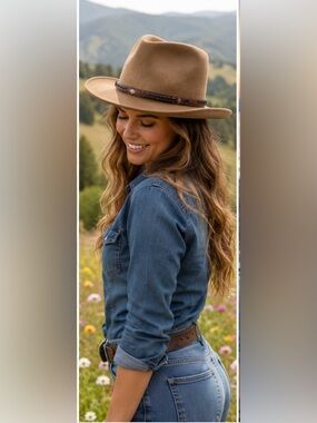 Women’s Tan Felt Rancher Hat with Braided Band